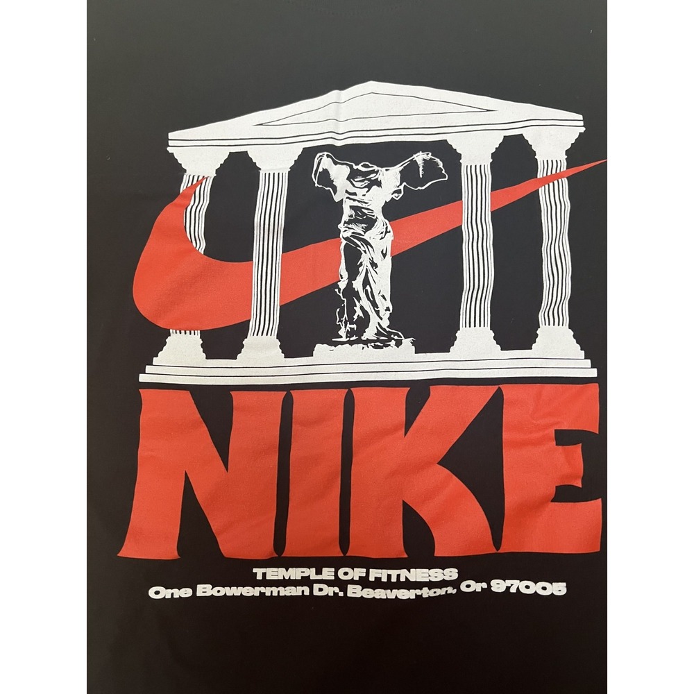 Nike Men Shirt L Black Logo Temple Of Fitness Graphic Short Sleeve Crew Neck - Picture 2 of 6